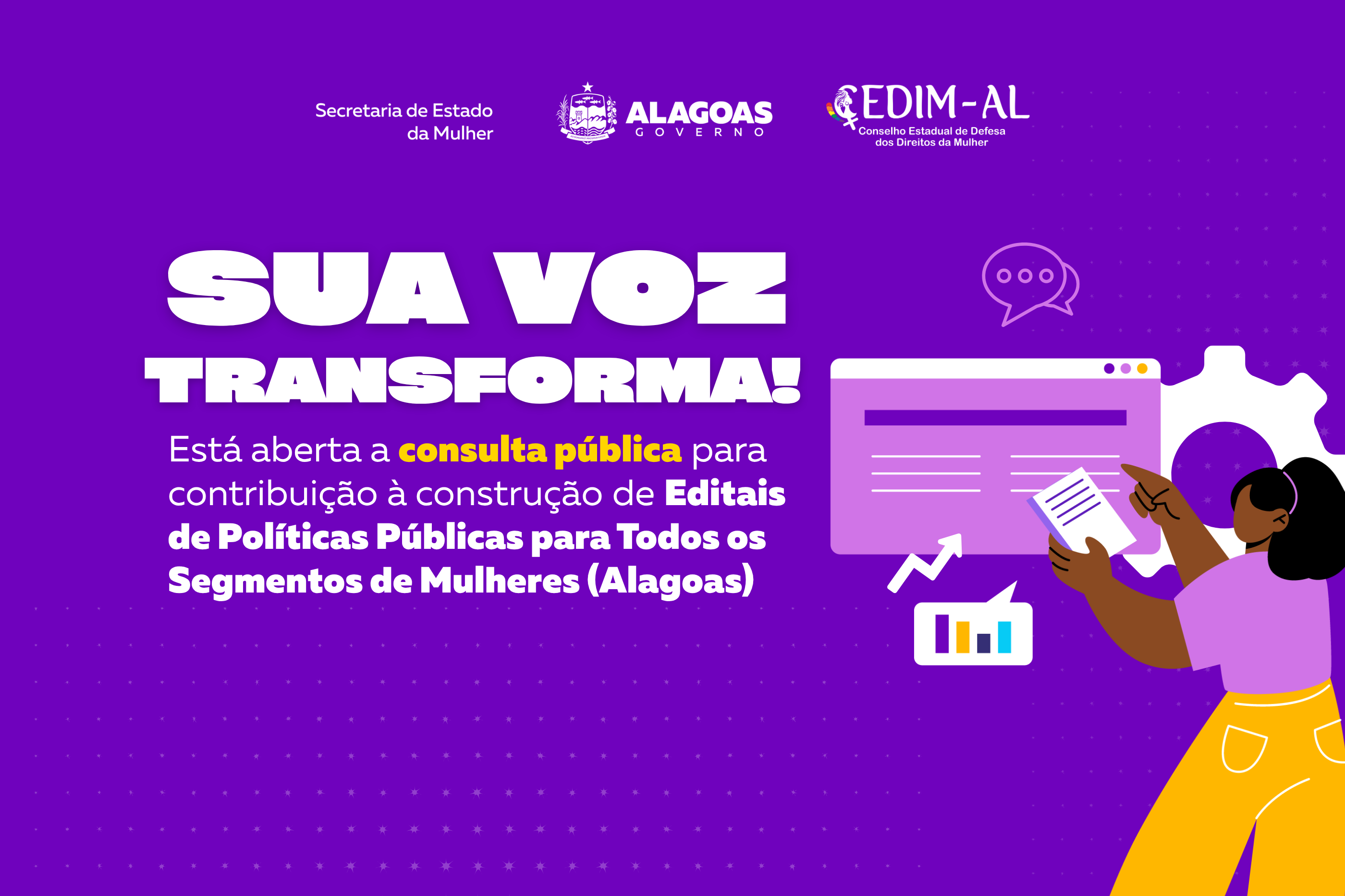 Secretaria da Mulher abre consulta para basear editais de políticas pública