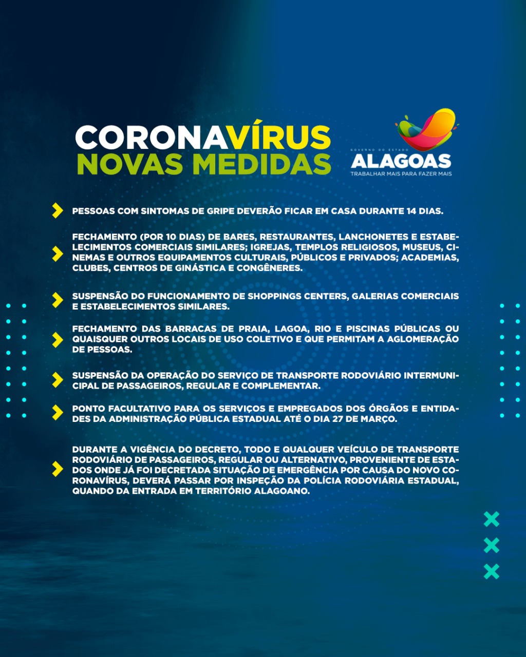 Medidas preventivas adotadas pelo Governo de Alagoas devem ser cumpridas
