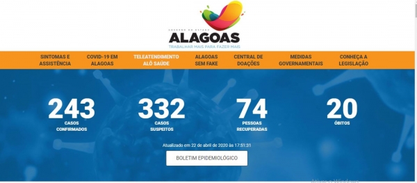 Governo de AL lança hotsite no combate ao Covid-19