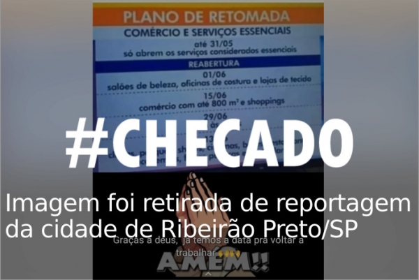 Imagem com datas para reabertura do comércio não é de AL