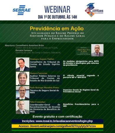 TCE/AL irá promover Webinar sobre sistema previdenciário nesta quinta