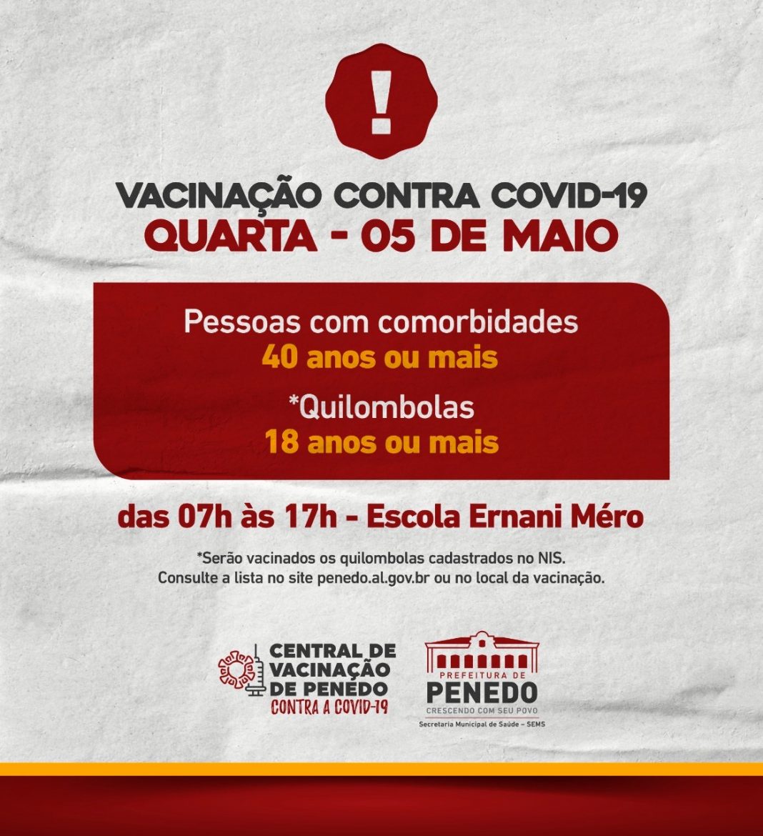 Prefeitura de Penedo vacina novas faixas etárias contra a Covid-19