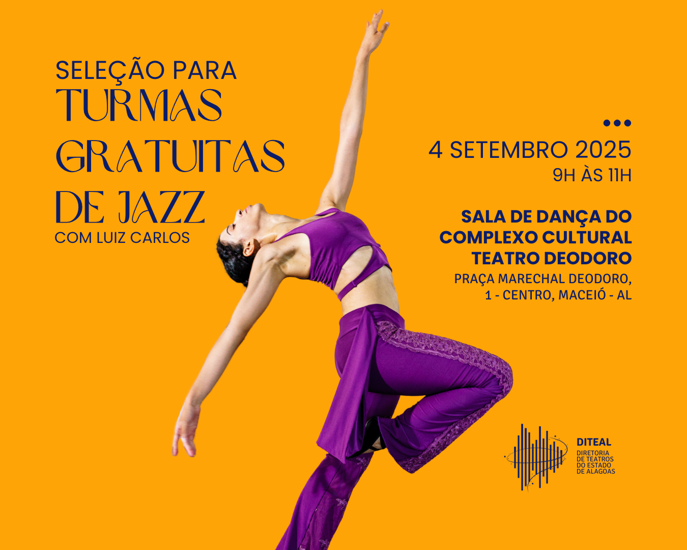 Diteal lança seleção com 20 vagas para aulas gratuitas de jazz