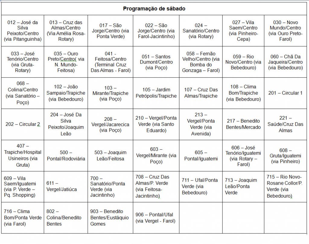 Programação de ônibus terá alteração nesta quinta-feira