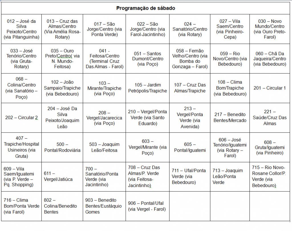 Programação de ônibus terá alteração nesta quinta-feira