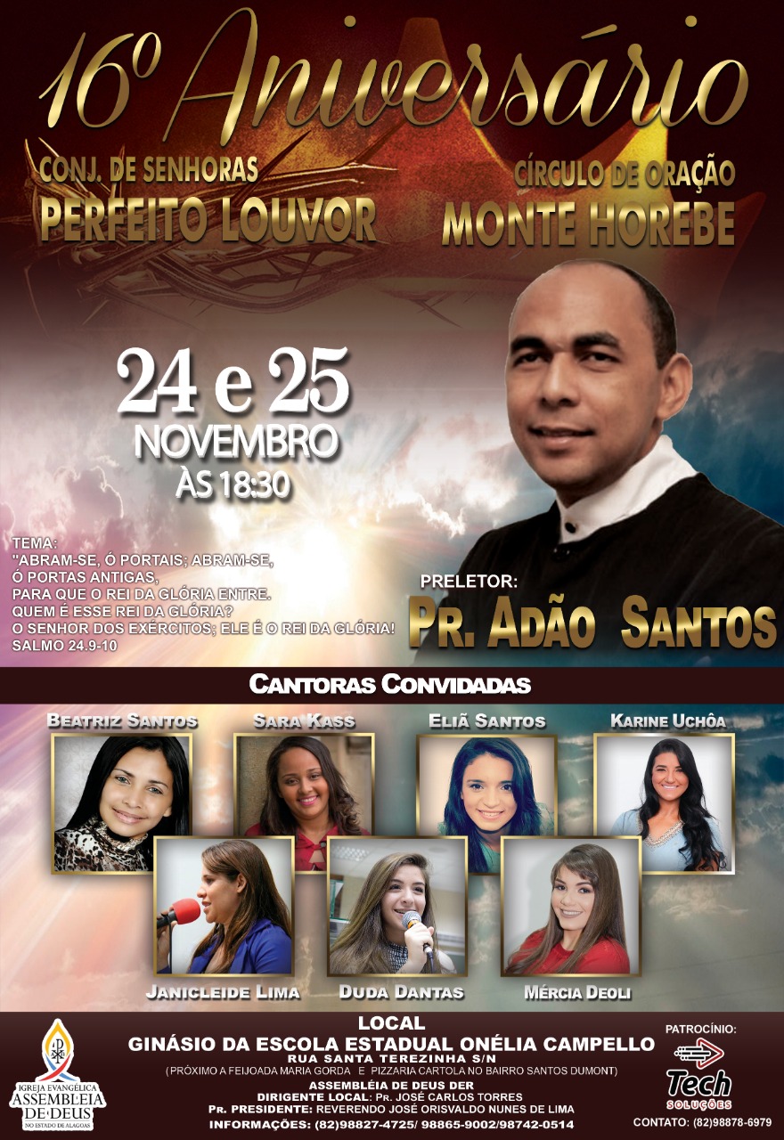 Pastor Adão Santos em Maceió ministrará para 2 mil pessoas