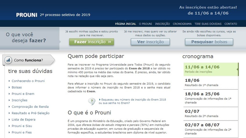 ProUni divulga hoje à tarde resultado da primeira chamada