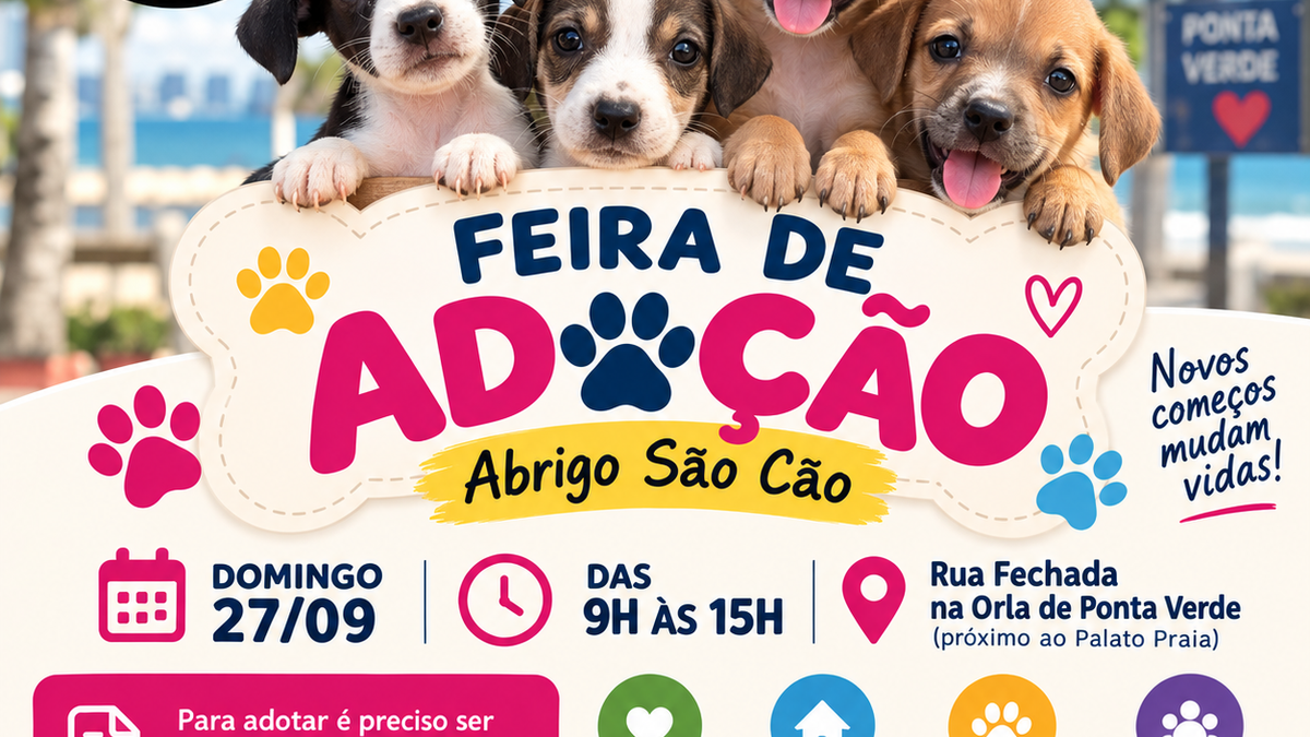 Abrigo São Cão realiza feira de adoção neste domingo na Ponta Verde