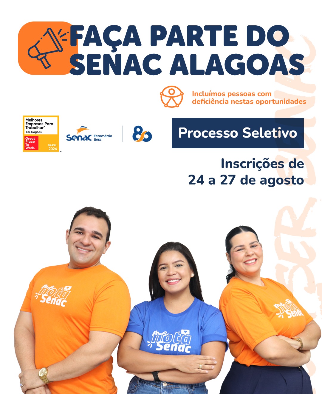 Com vagas em Maceió e Arapiraca, Senac Alagoas abre processo seletivo para novos colaboradores