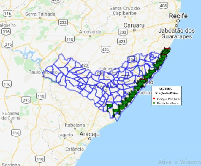 IMA aponta 7 pontos em Maceió impróprios para banho neste final de semana