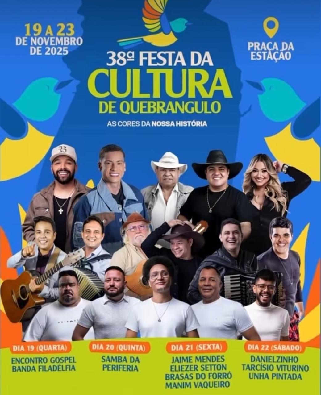 Quebrangulo celebra a 38ª edição do Festival da Cultura com riqueza histórica e musical