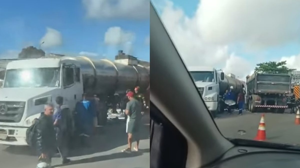 Colisão entre caminhão e carreta travam trânsito no Clima Bom