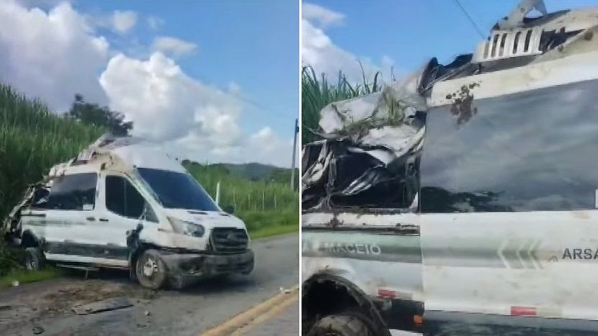 Colisão entre caminhões, van e carro ﻿deixa um morto e feridos ﻿na BR-424