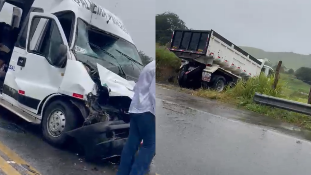 Colisão entre van de transporte intermunicipal e caminhão deixa 11 feridos na BR-316