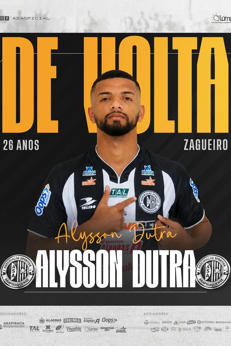 ASA confirma retorno de Alysson Dutra como reforço para a temporada