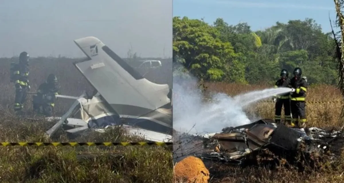Avião cai em área de fazenda e deixa três mortos no Mato Grosso