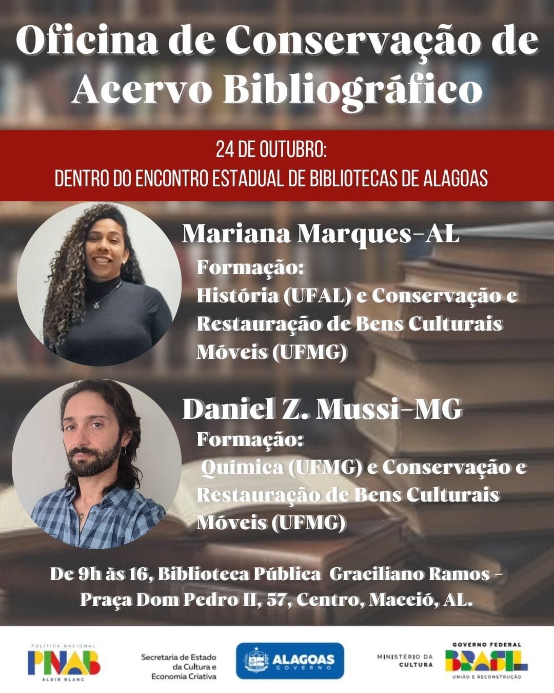Abertas inscrições para a oficina de conservação de acervo bibliográfico em Alagoas