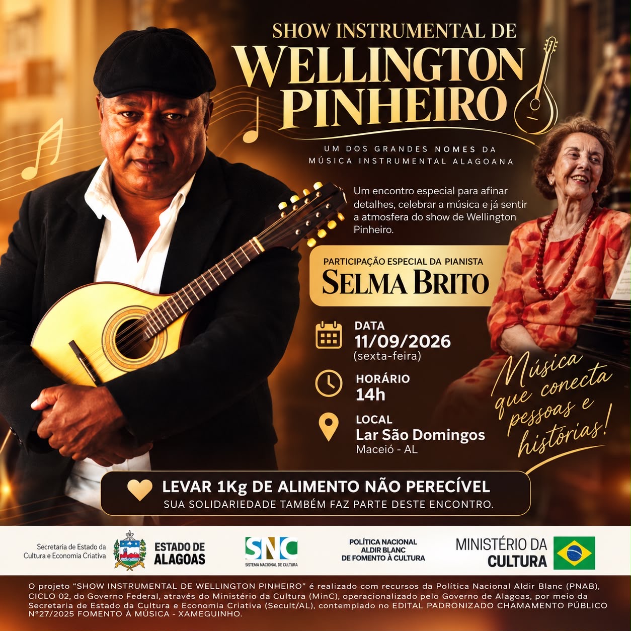 Show instrumental de Wellington Pinheiro promove encontro entre música e histórias no Lar São Domingos