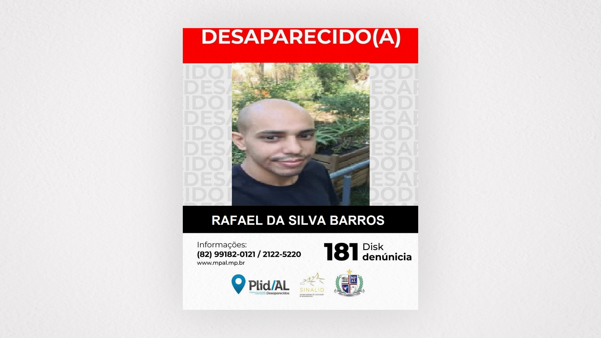 MP aciona Plid de São Paulo para tentar localizar alagoano desaparecido