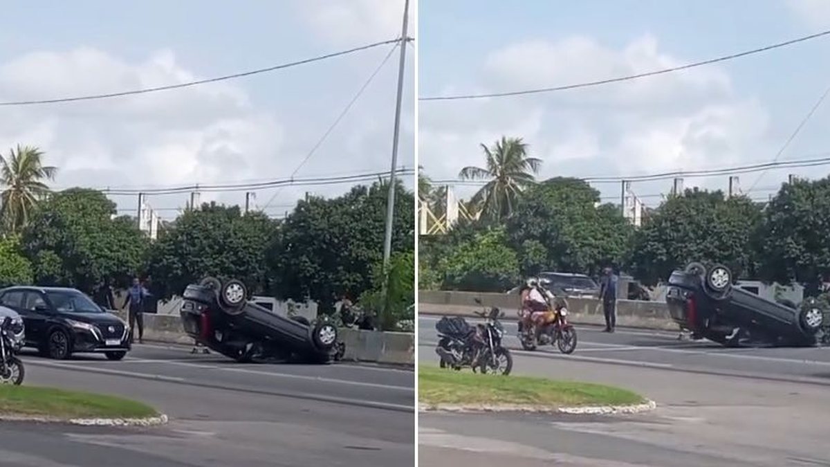 Motorista faz manobra para evitar batida e capota carro em Marechal