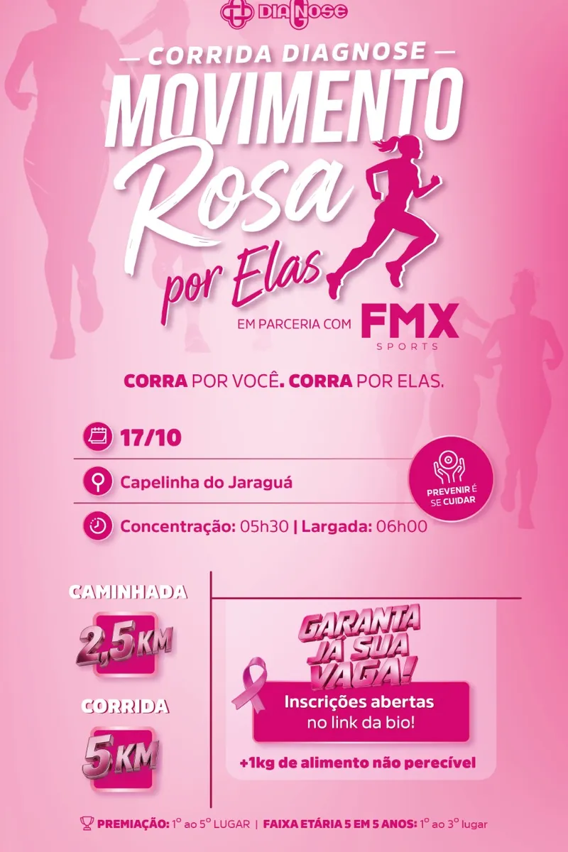 Corrida Movimento Rosa por Elas acontece em outubro: veja como participar