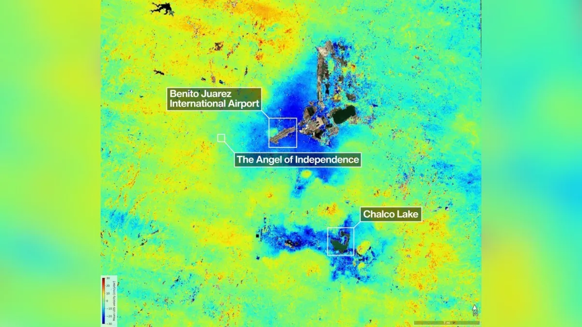 Satélite da Nasa revela afundamento extremo da Cidade do México