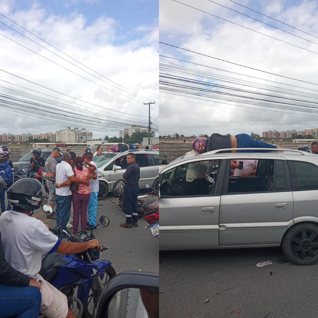 Motociclista é arremessada para cima de carro após colisão em Maceió