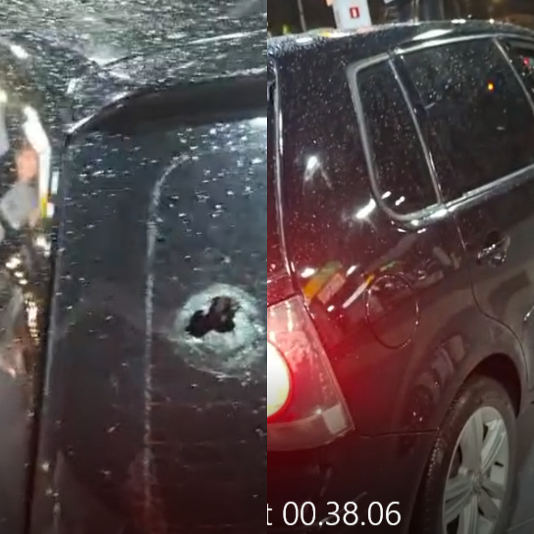 Vídeo mostra carro atingido por tiros durante tentativa de assalto em Maceió