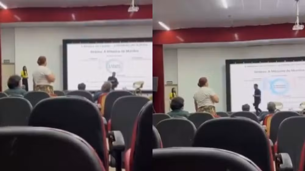 Mulher interrompe palestra para cobrar pensão alimentícia de ex-companheiro