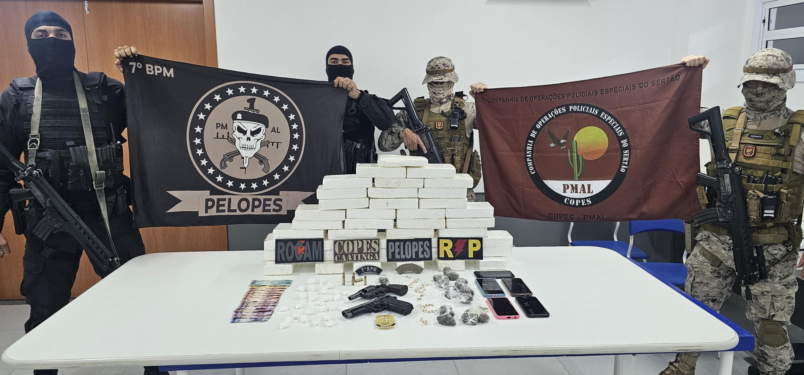 Operação policial prende cinco pessoas e apreende 40 kg de cocaína em Santana do Ipanema