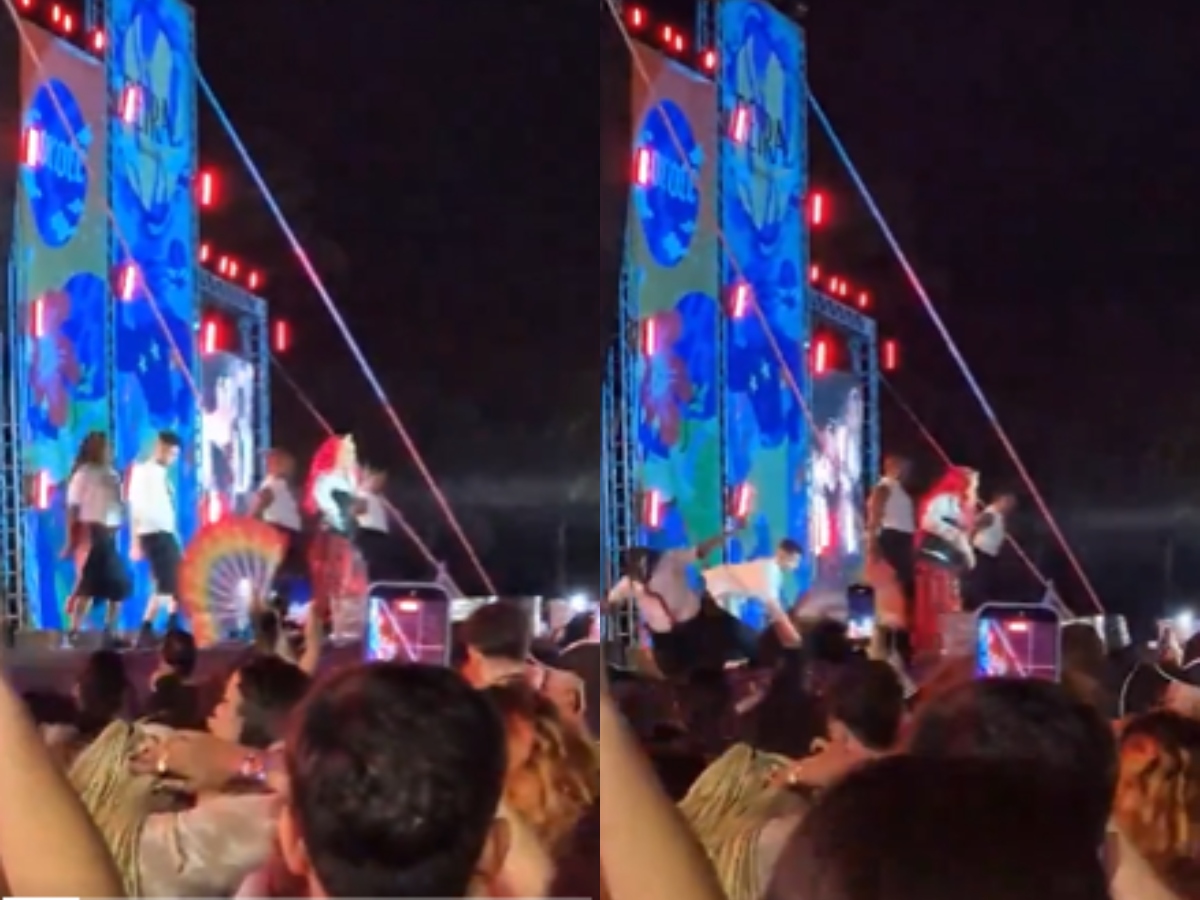 Palco cede durante apresentação de Gloria Groove e dois dançarinos caem em abertura da estrutura