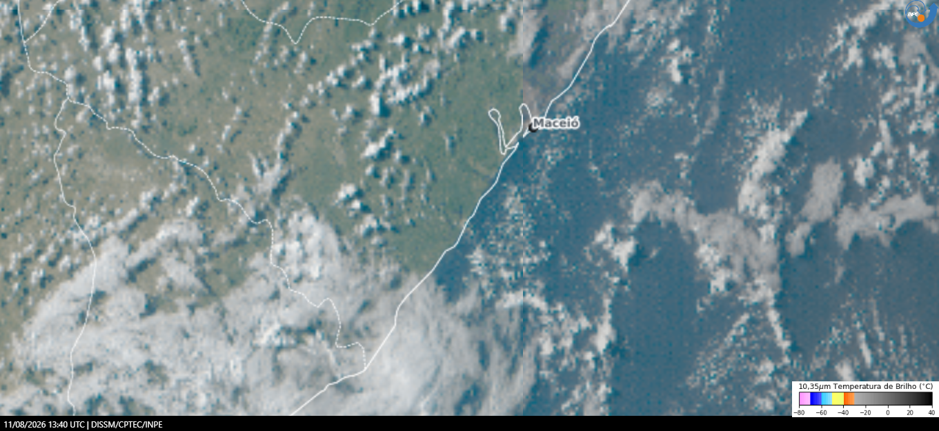 Previsão indica sol com chuvas passageiras em Alagoas nesta quarta (12)