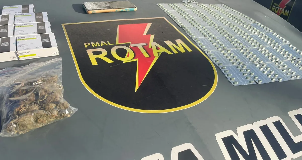 Homem tenta fugir da PM e é preso com maconha e cartelas de Rohypnol