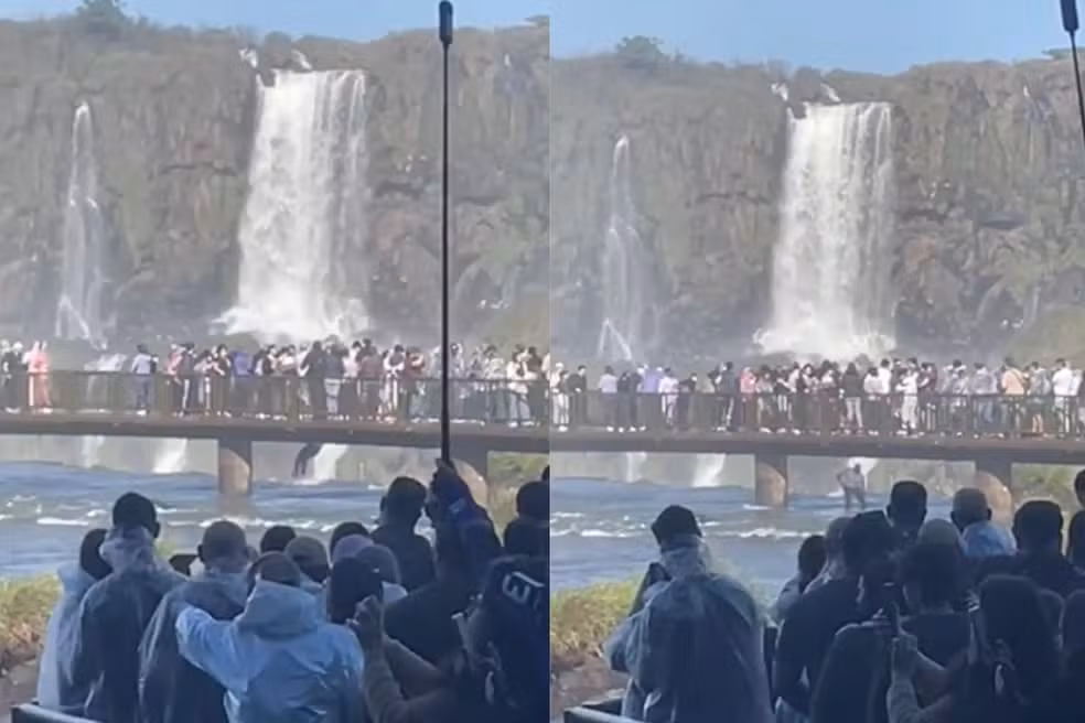 Turista pula nas Cataratas do Iguaçu para recuperar celular perdido