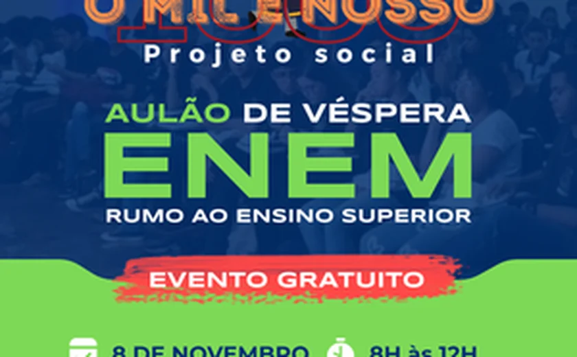 Projeto “O Mil é Nosso” promove aulão gratuito de revisão para o Enem