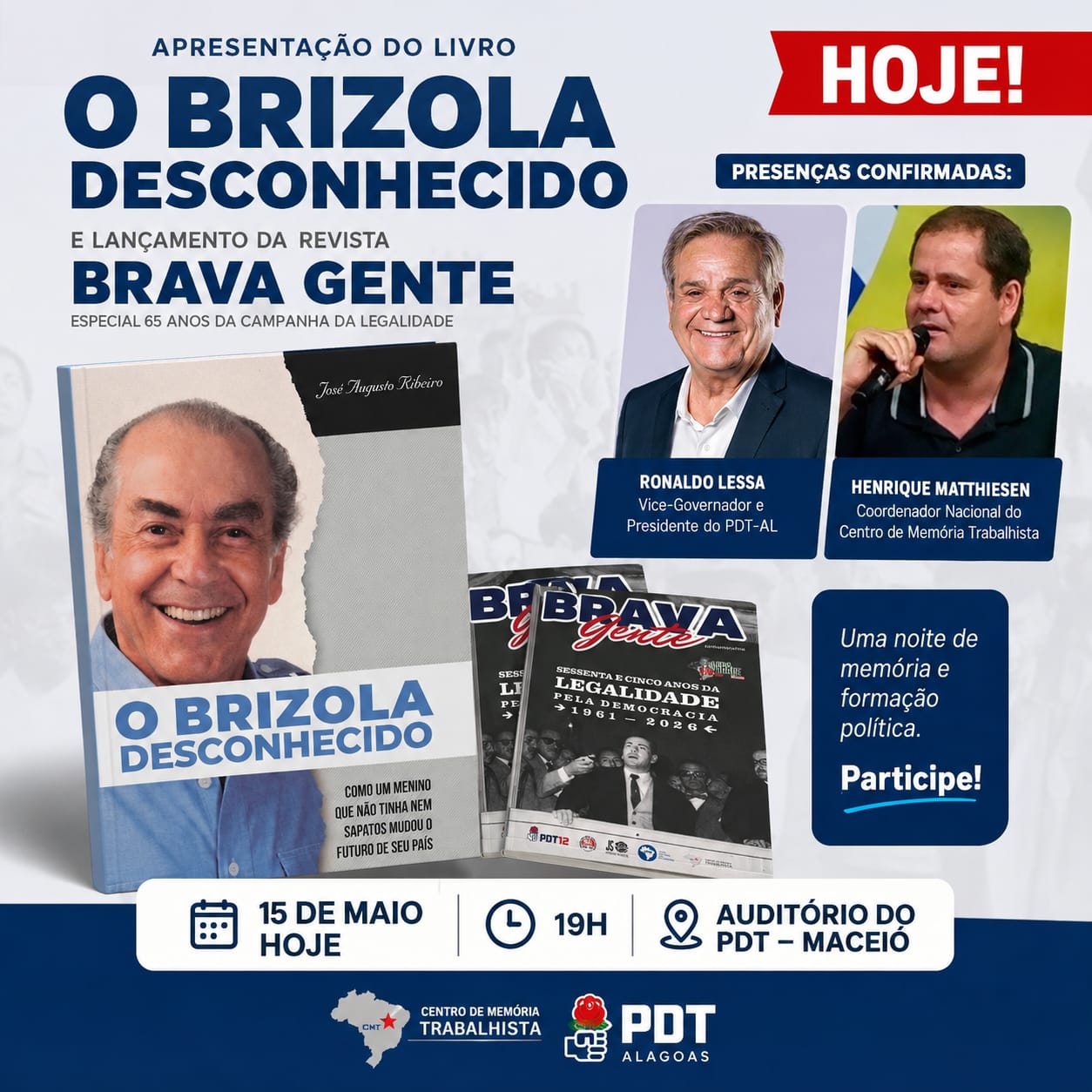 PDT promove evento em Maceió sobre memória política e democracia