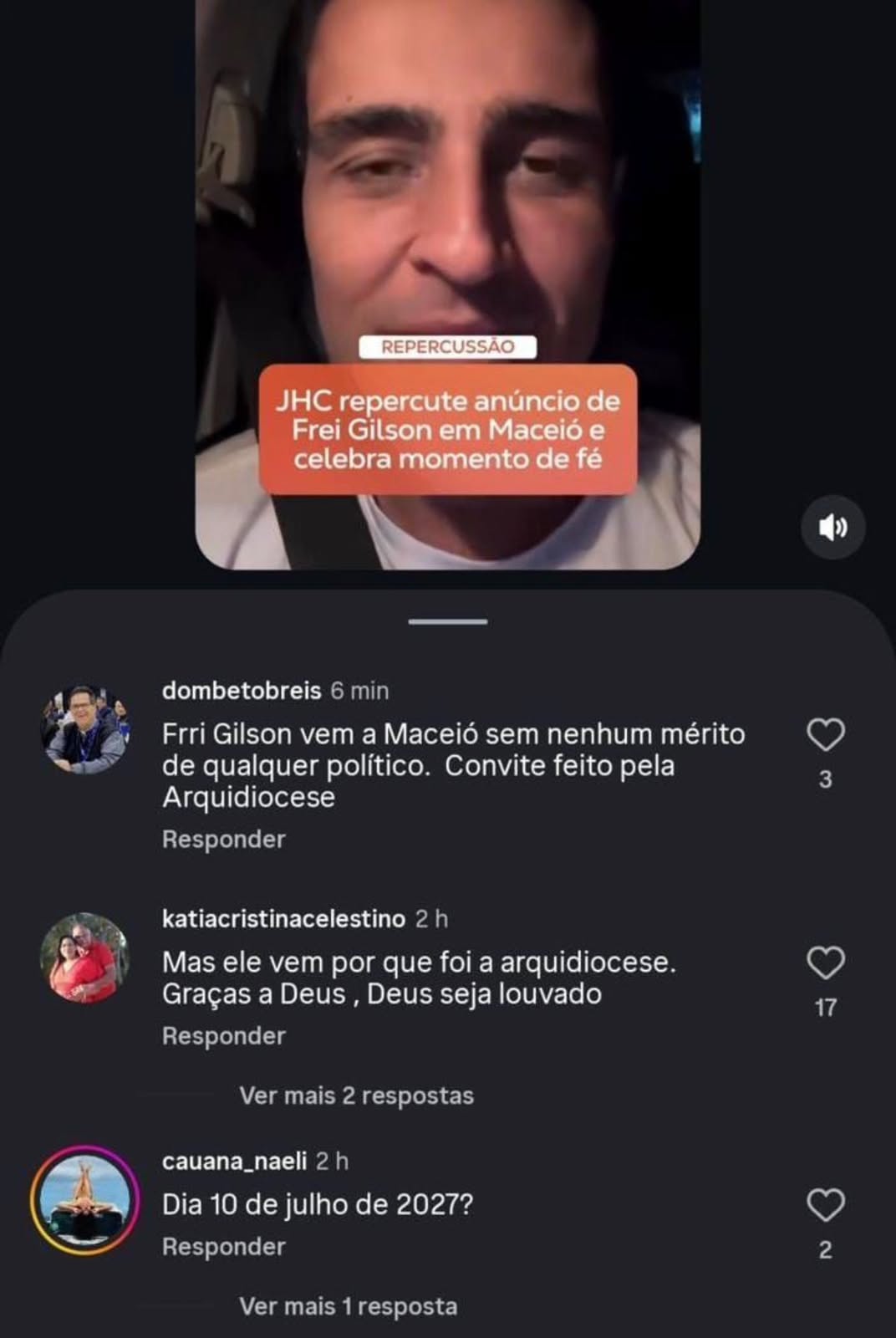Após JHC divulgar vídeo, Arcebispo nega participação política na vinda de Frei Gilson a Maceió