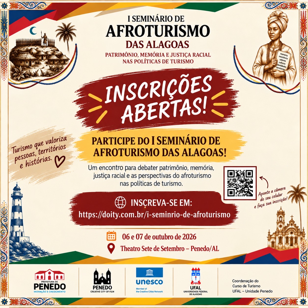 Penedo será sede do primeiro Seminário de Afroturismo de Alagoas, em outubro
