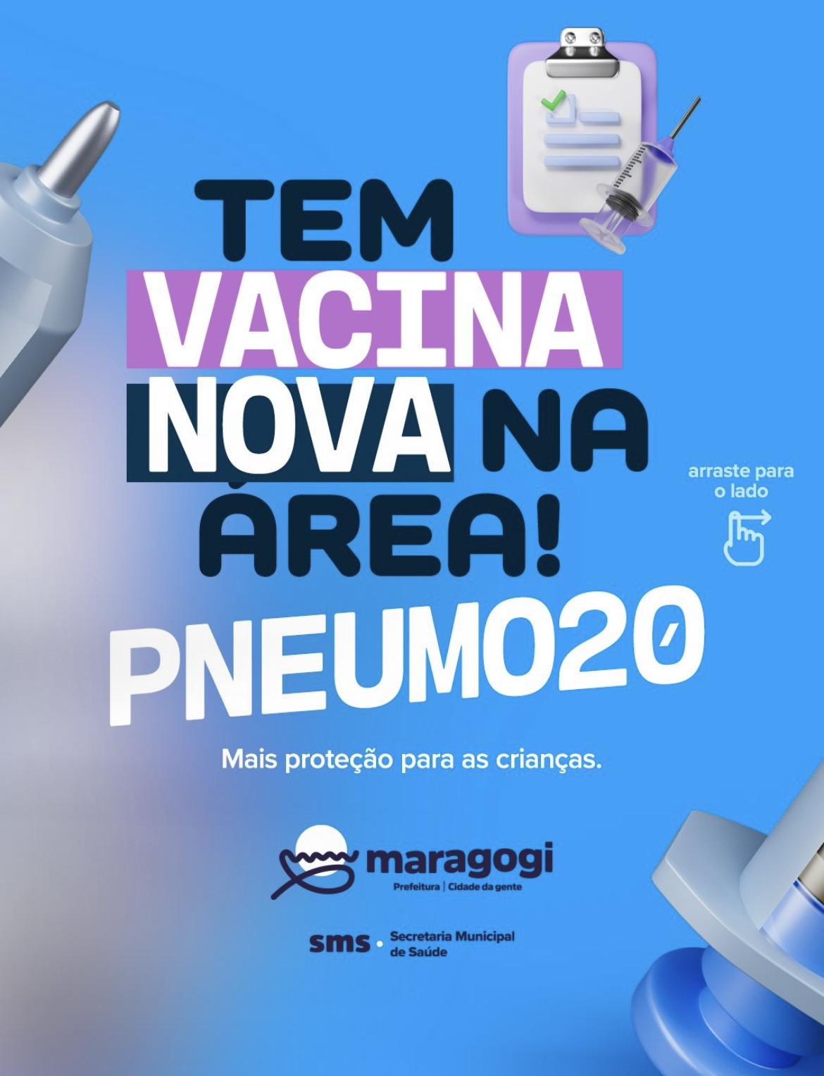 Maragogi amplia proteção infantil com a chegada da vacina Pneumo 20; veja como se vacinar