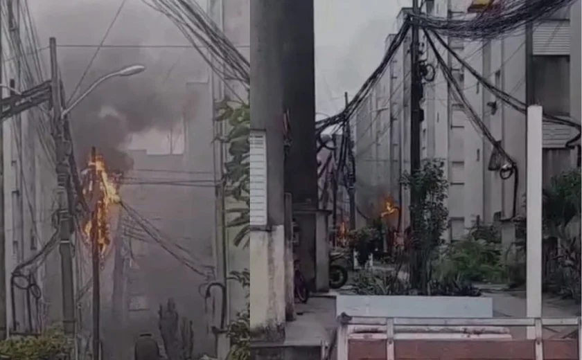 Incêndio em rede elétrica assusta moradores do Benedito Bentes e mobiliza bombeiros