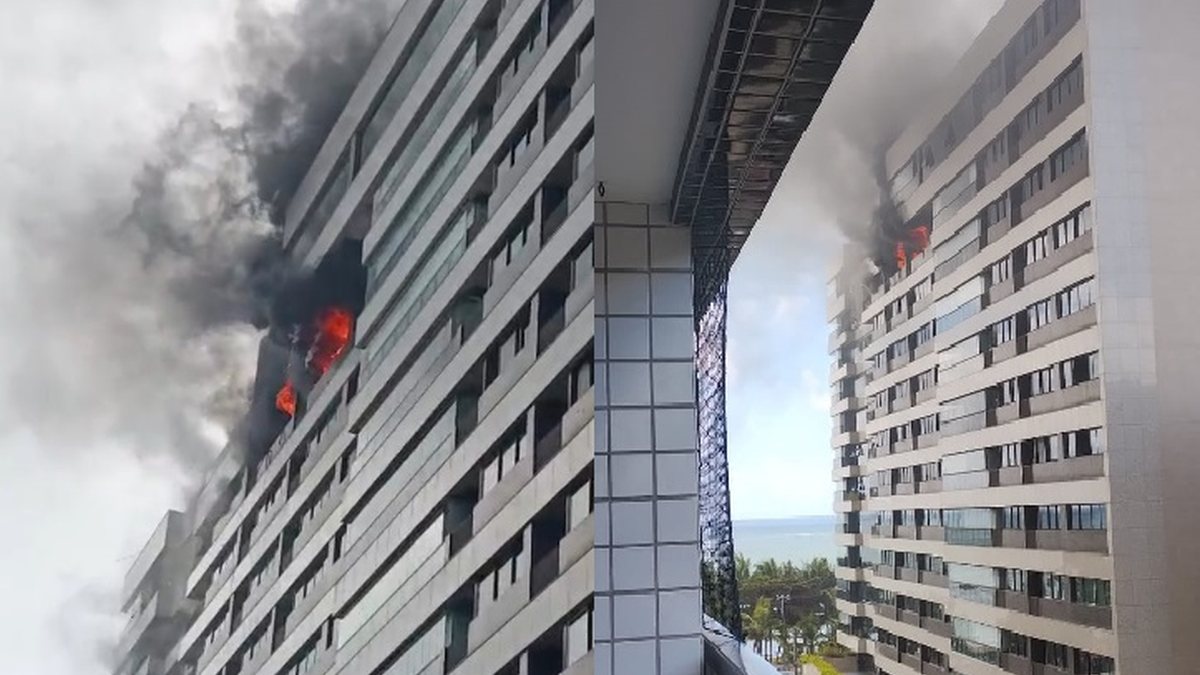Incêndio atinge prédio de alto padrão na orla de Maceió