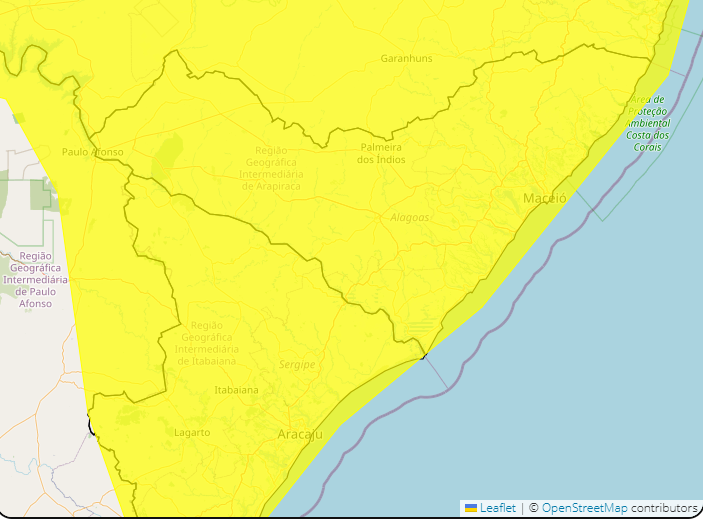 Inmet mantém alerta de chuvas intensas para todos os municípios de Alagoas