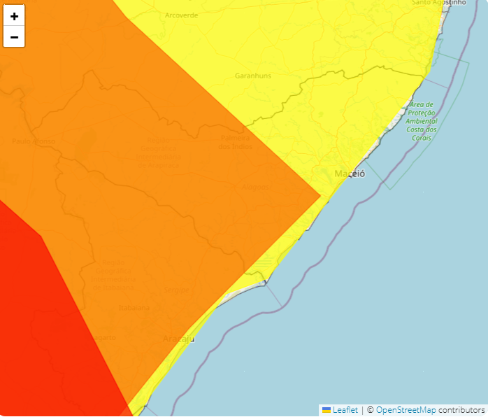 Inmet renova alerta de chuvas intensas para todo estado de Alagoas