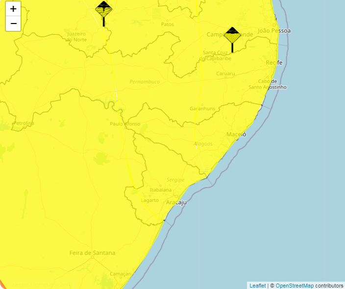 Acúmulo e chuvas intensas: Inmet emite dois alertas amarelos para Alagoas