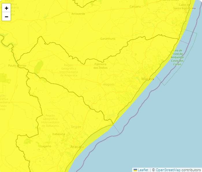 Inmet renova alerta de chuvas intensas para todo estado de Alagoas