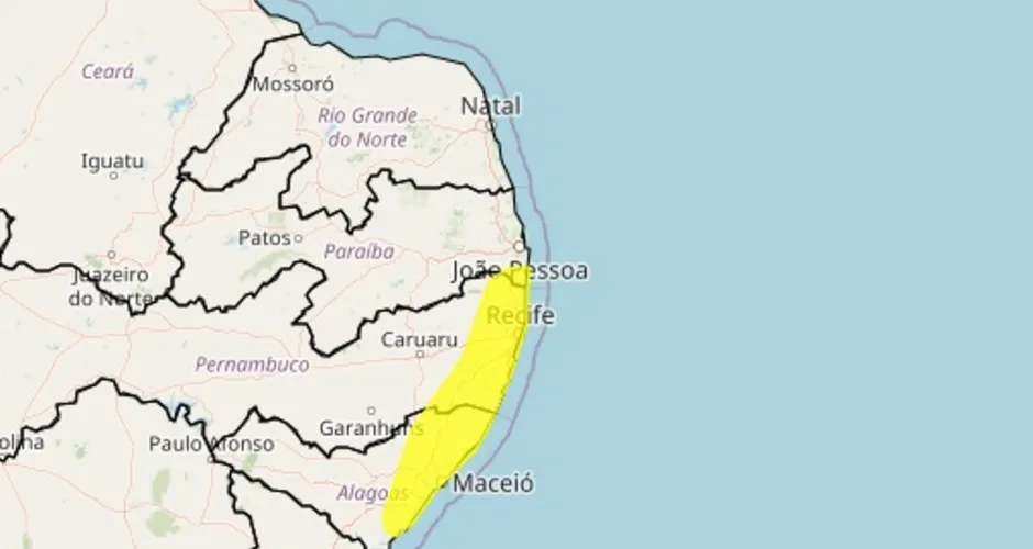 Inmet renova alerta de chuvas para Maceió e mais 43 municípios de AL; confira a lista