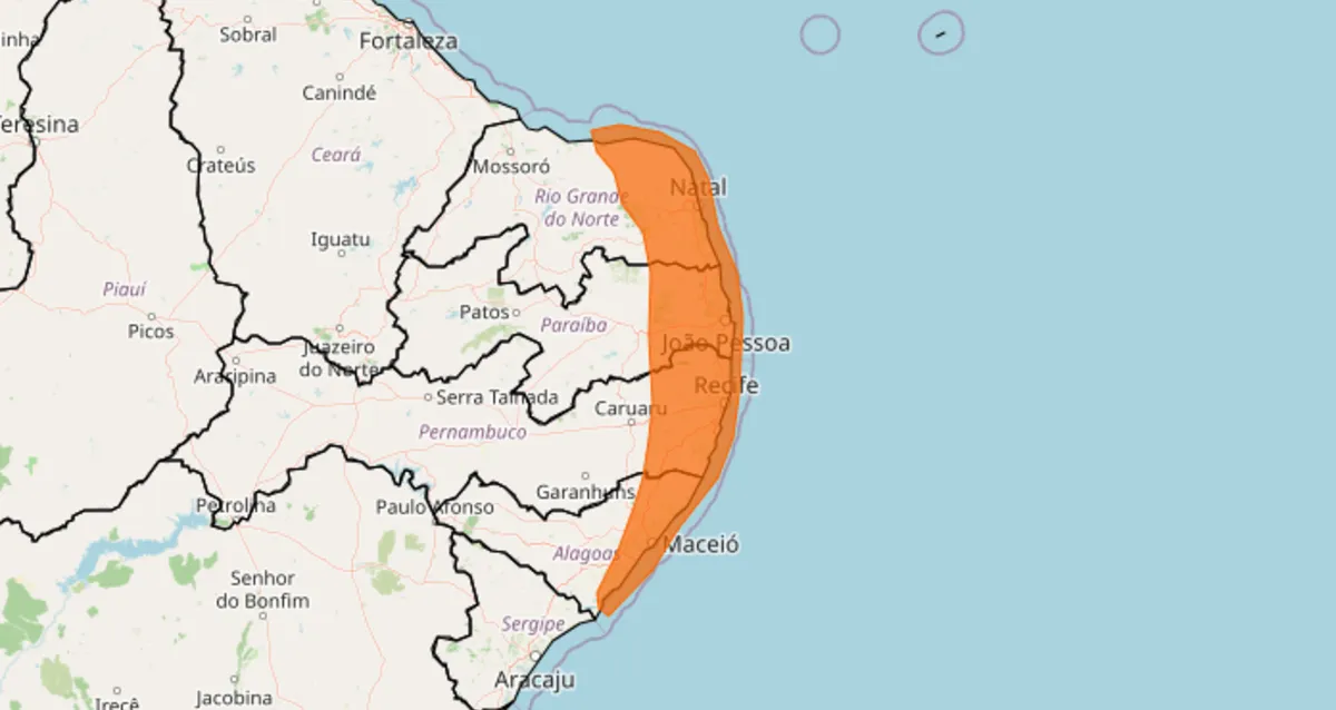 Inmet emite dois alertas de chuvas intensas para Alagoas neste sábado