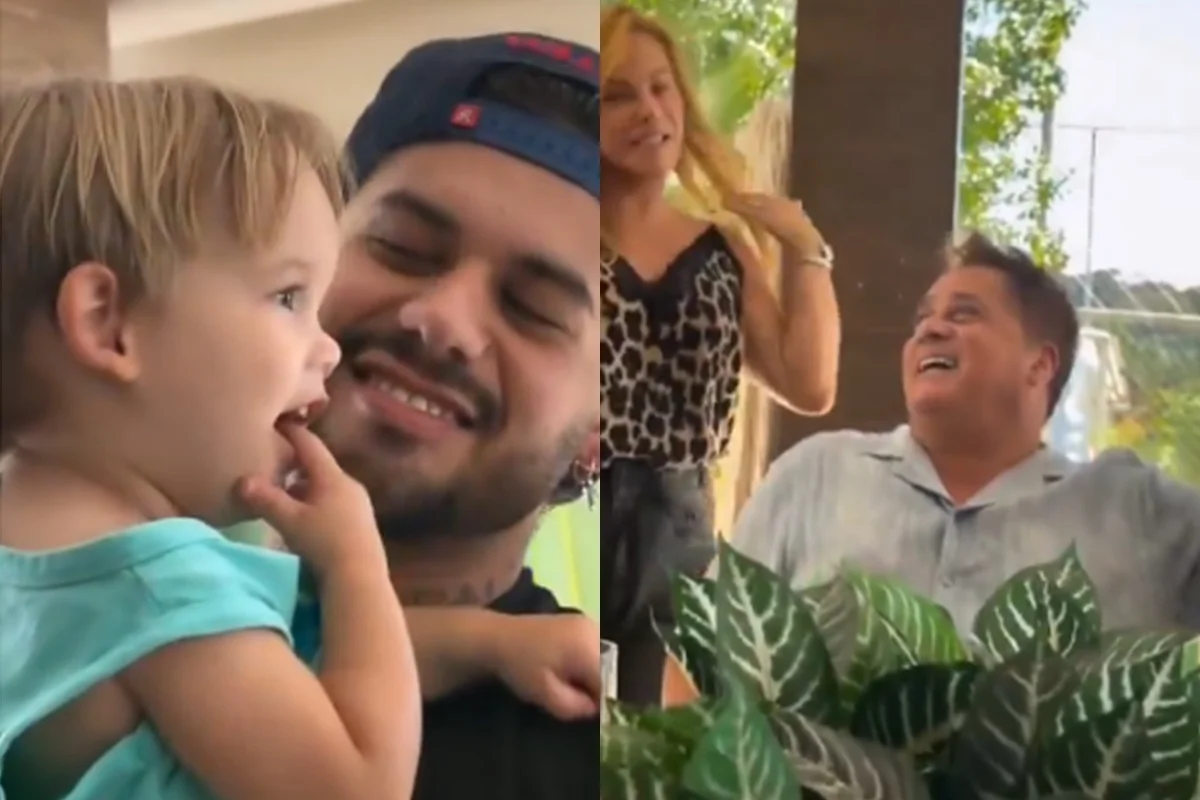 Leonardo recebe críticas após vídeo com neto caçula de Zé Felipe: 'nojento'