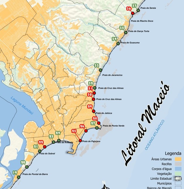 Maceió tem oito trechos de praias impróprios para banho no feriadão