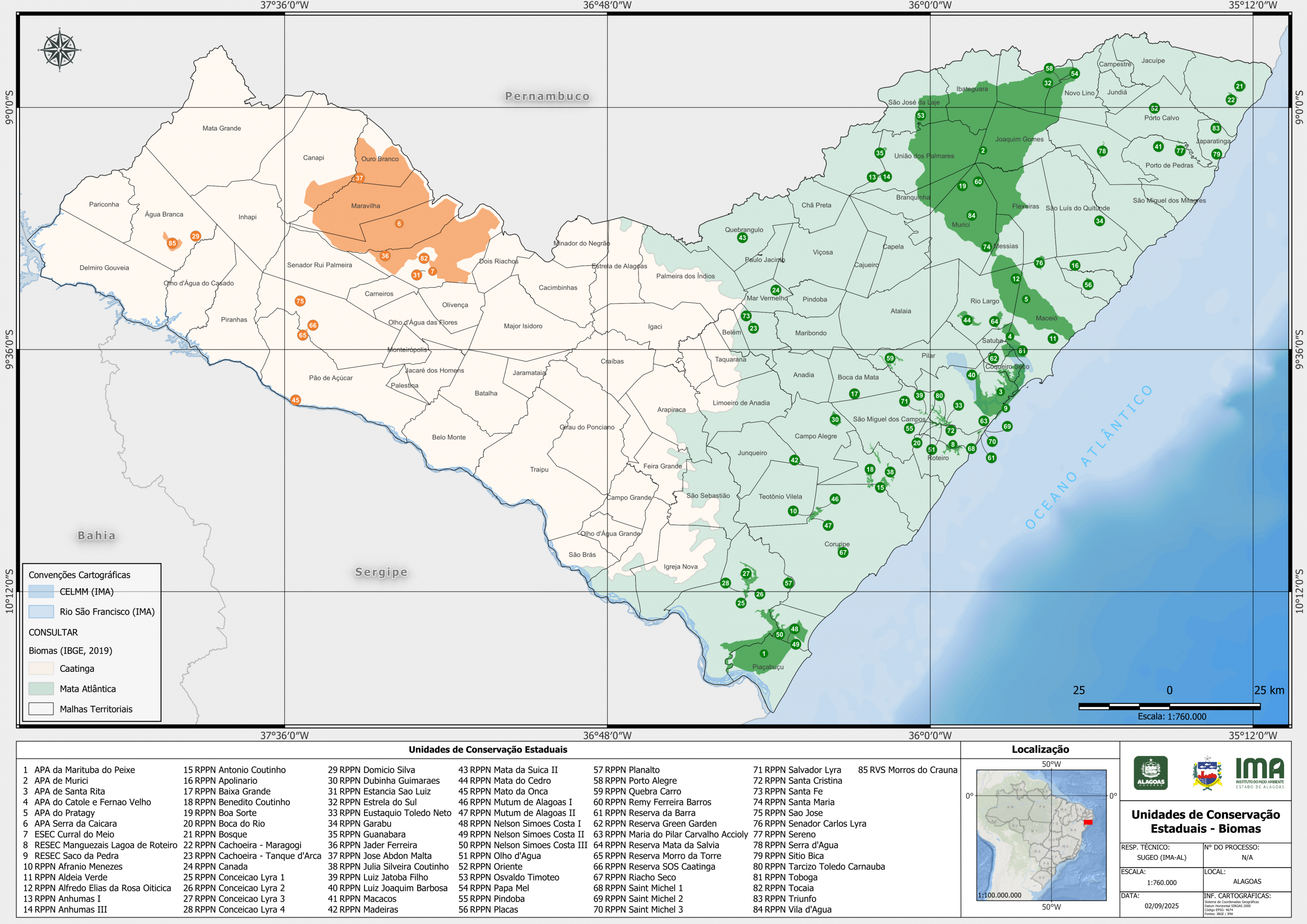 Mata Atlântica e Caatinga: 85 Unidades de Conservação são protegidas pelo Governo de Alagoas